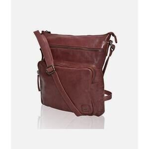 Wise Owl Genuine Leather Crossbody Handbag Burgundy Washed Vintage
